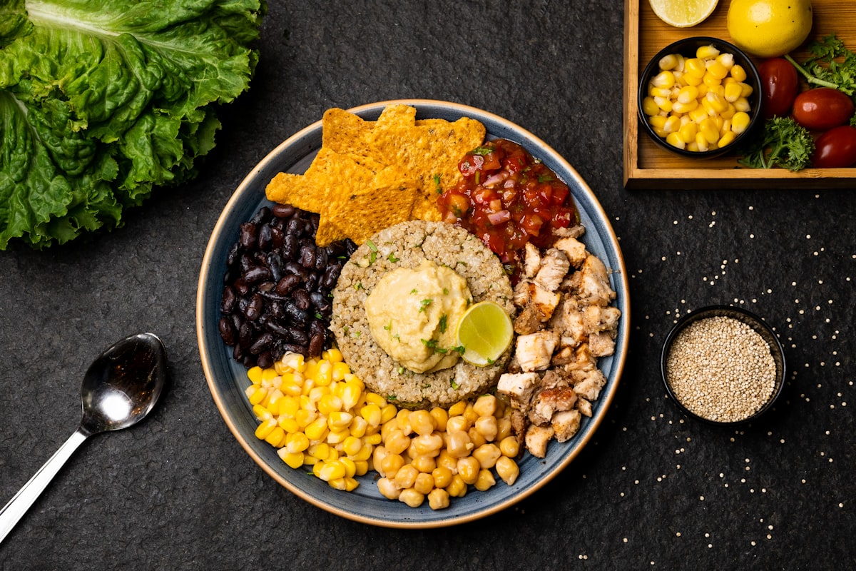 Warm farro salad with herbs and seasonal vegetables